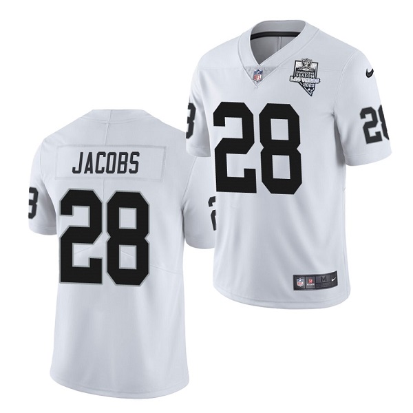 Men's Las Vegas Raiders #28 Josh Jacobs White NFL 2020 Inaugural Season Vapor Limited Stitched Jersey